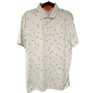 Redvanly Butterfly Pattern Polo Shirt Men Medium White AOP Performance